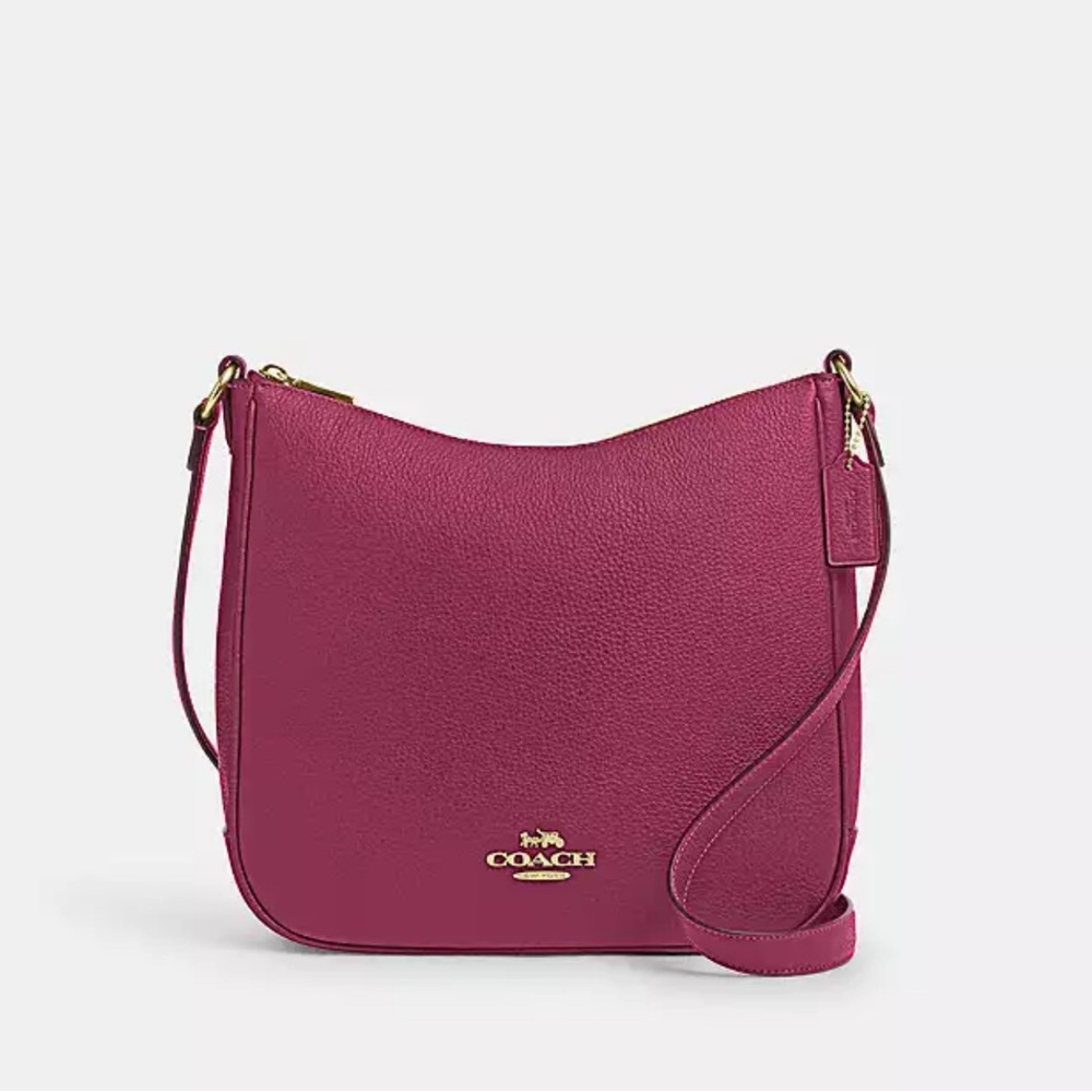 Coach Pebbled Leather Hobo Crossbody in Berry